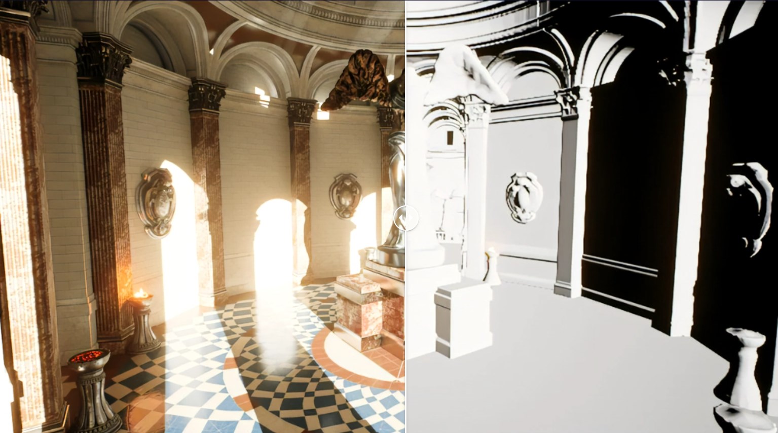Figura 79: Visualización de Mesh Distance Fields de una escena. Fuente: Epic Games (2022b)