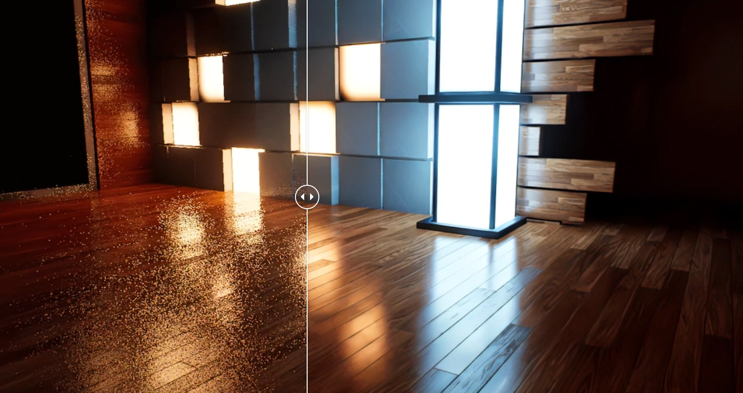 Figura 82: Nuestro método principal de reducción de ruido fue la acumulación temporal de frames. Lumen utiliza una forma mucho más avanzada para lograr el mismo resultado con sus reflejos. Fuente: Epic Games (2022b)